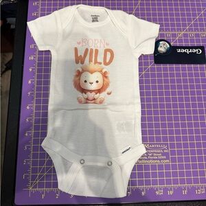 Gerber White and Pink 'Born Wild' Baby Tee